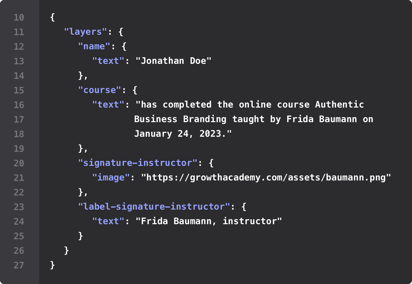 Placid REST API Json example